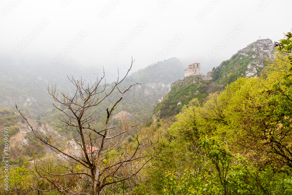 Church of the Holy Mother of God in Asen's Fortress and Rhodopes mountain, Asenovgrad, Plovdiv Region, Bulgaria Church of the Holy Mother of God in Asen's Fortress and Rhodopes mountain, Asenovgrad, Plovdiv Region, Bulgaria