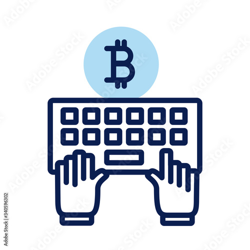 bitcoin and keyboard crypto currency line style