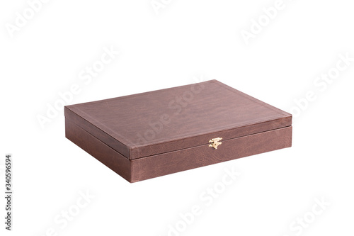Gift box close-up. Casket case isolate on a white background