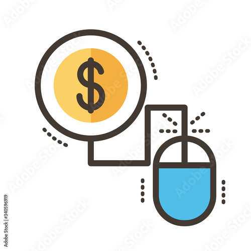 coin dollar with mouse line and fill style