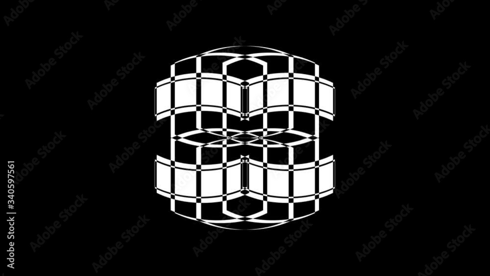 Abstract CGI motion background with moving black and white geometric ...