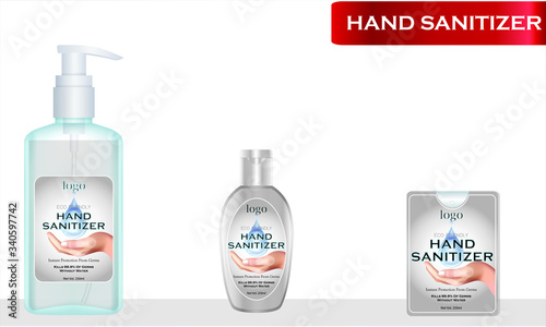 sanitizer and pocket hand sanitizer with label design ready for mock up. vector illustration