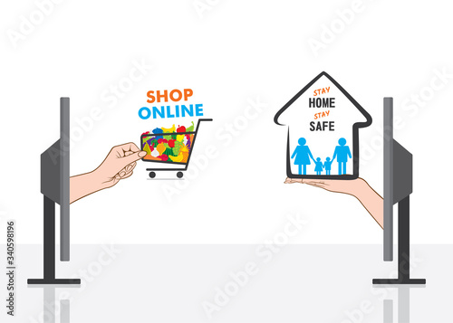 stay home stay safe shop online poster design