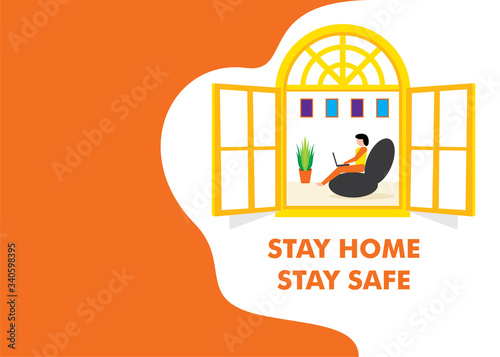 stay home stay safe and work from home poster