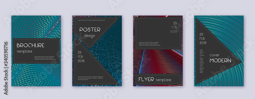 Black brochure design template set. Red abstract l