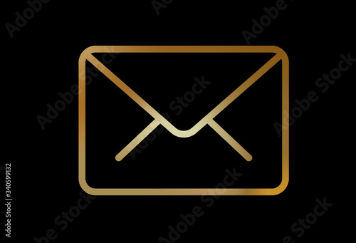 vector gradient gold interface email envelope line icon symbol