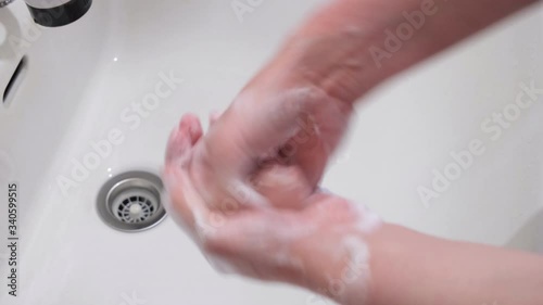 衛生的手洗い 手の甲を洗う Hygienic hand wash Wash the back of the hand