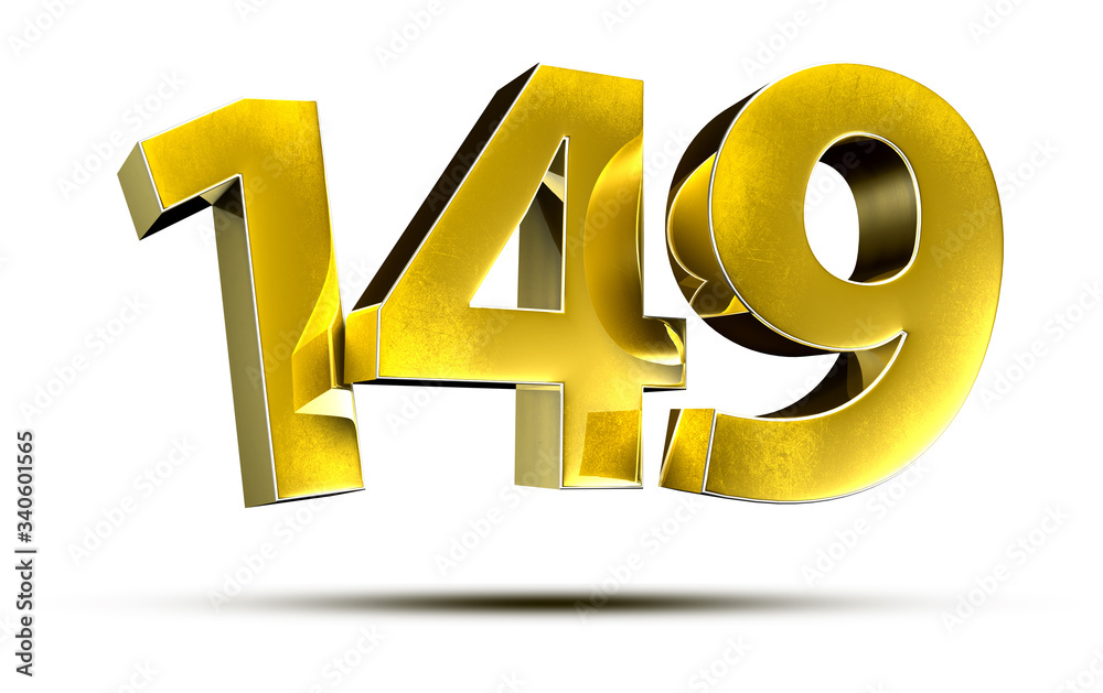 3D illustration Numbers 149 Gold isolated on a white background.(with Clipping Path) 3D illustration Numbers 149 Gold isolated on a white background.(with Clipping Path)