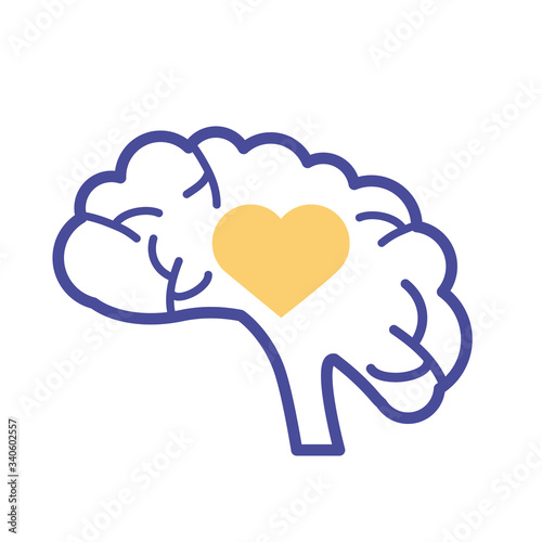 brain with heart mental health line style icon