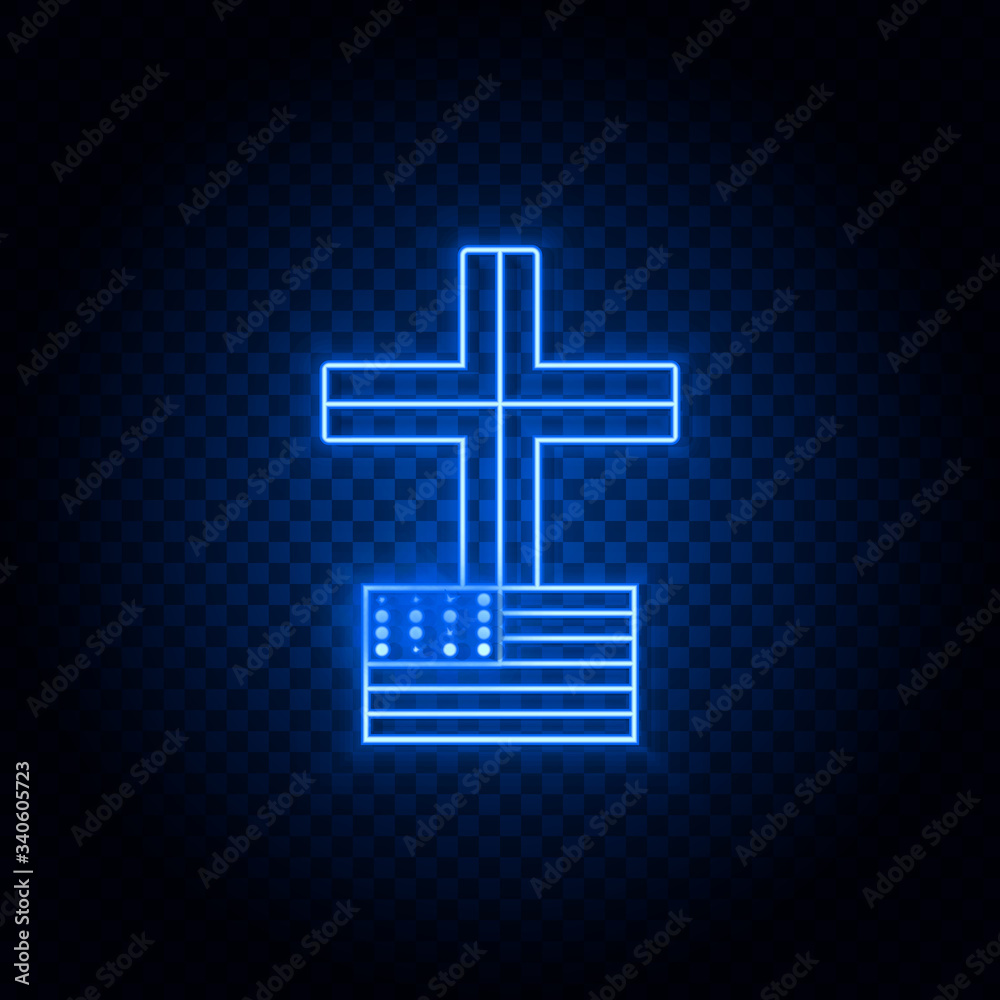 Fototapeta premium American, church, cross gear blue icon set. Abstract background with connected gears and icons for logistic, service, shipping, distribution, transport, market, communicate concepts