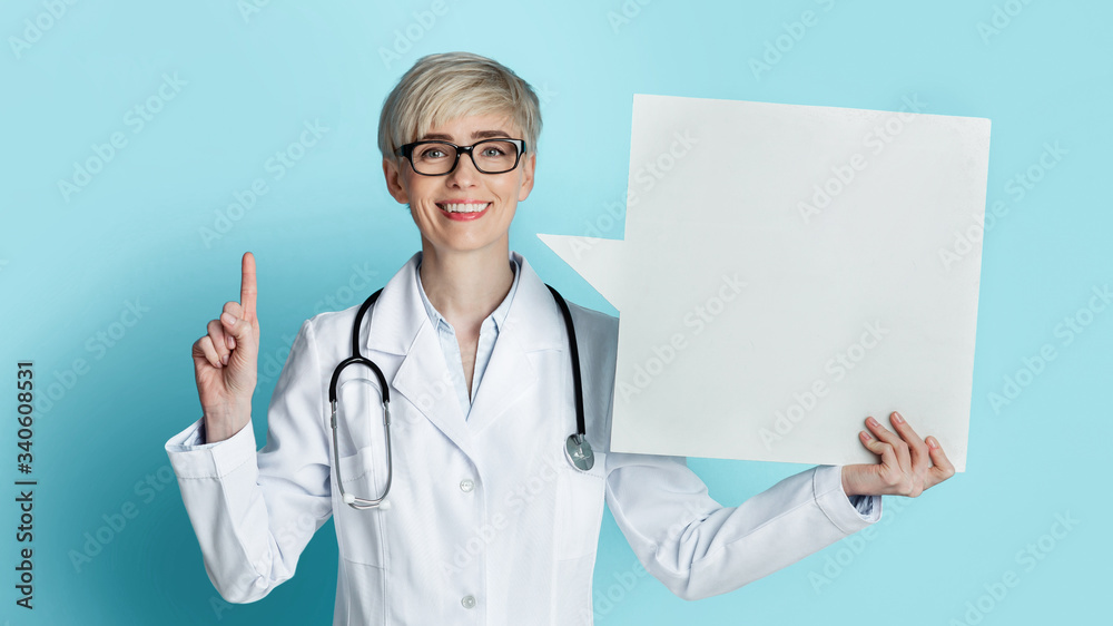Doctor got an idea and holds abstract place for words Doctor got an idea and holds abstract place for words