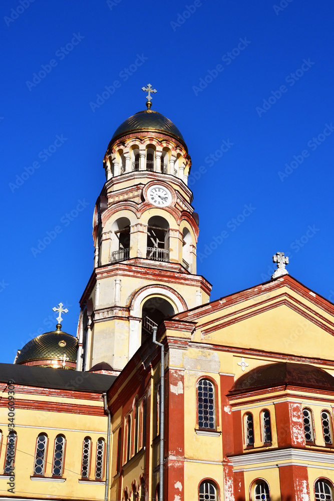 Bell tower of New Athos monastery in August. Abkhazia