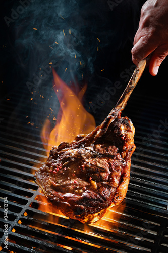 Beef steak on the grill