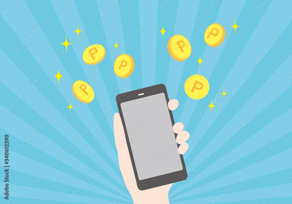 スマホでポイントをゲットしているイラスト Vector De Stock Adobe Stock