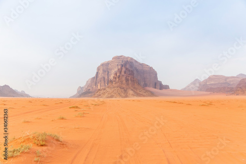 Sand-dunes and rocks in Wadi-Rum desert, Jordan, Middle East