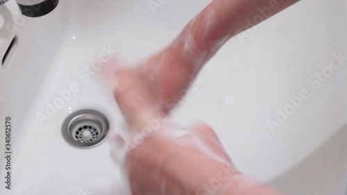 衛生的手洗い 手の甲を洗う Hygienic hand wash Wash the back of the hand