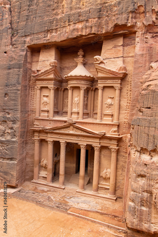 The Treasury of Petra, the Wonder of the World, in Wadi Musa, Jordan