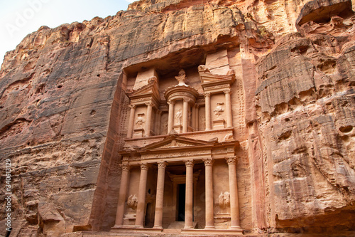 The Treasury of Petra, the Wonder of the World, in Wadi Musa, Jordan