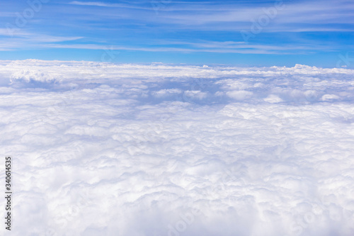 Blue sky background with white clouds on sunny day