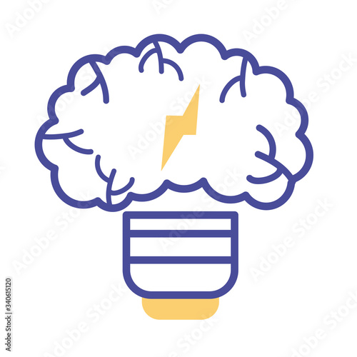 bulb with brain mental health line style icon