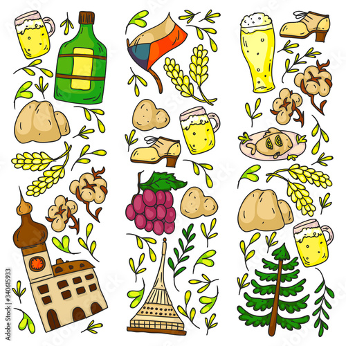 Czech Republic. Vector icons and symbols. Image for banners, posters, background.