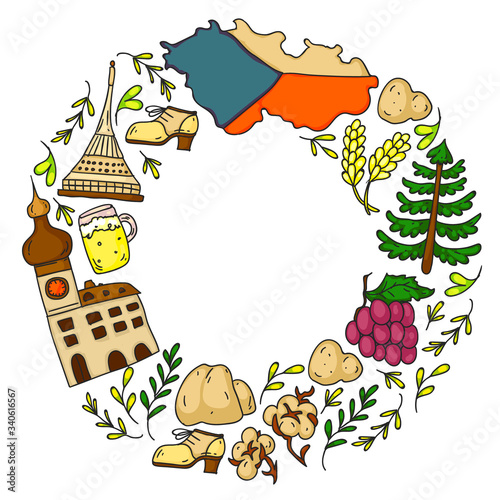 Czech Republic. Vector icons and symbols. Image for banners, posters, background.