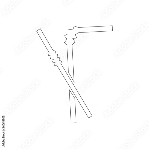 Vector Drinking Straw icon. Simple black symbol on white background. 5 PP sign. Thin line style Icon illustration.