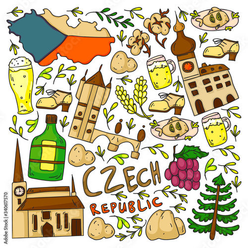Czech Republic. Vector icons and symbols. Image for banners, posters, background.