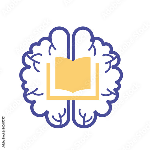 brain with book mental health line style