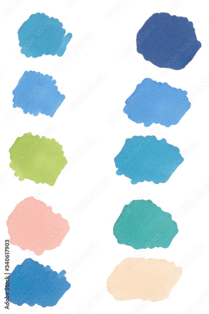  Colorful marker pallet on white background. Graphic element collection.