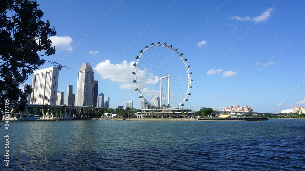 Ferris Wheel and the harbour, Singapore
