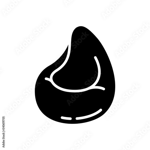 Silhouette Beanbag chair. Outline icon of comfortable chair bag. Black simple illustration of frameless furniture, pear-shaped armchair, home interior. Flat isolated vector emblem on white background photo