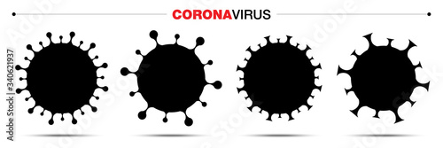 Coronavirus Covid-19 Icon set. Label or sticker for medicament, vaccine, alcogel. Novel Coronavirus 2019-nCoV symbol.Vector Icon.