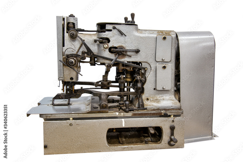 Vintage sewing machine on a white background