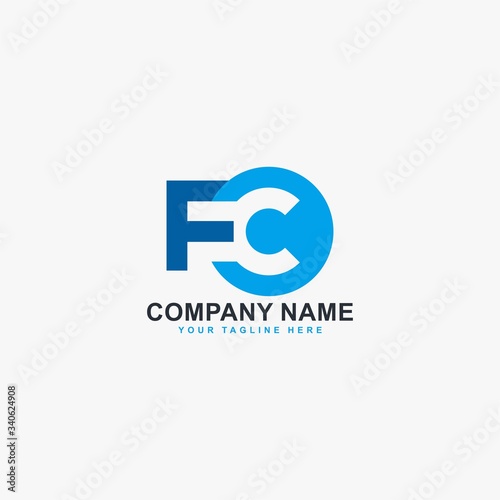 Letter FC logo design vector. Monogram FC abstract symbol. Type FC in circle vector icon. 