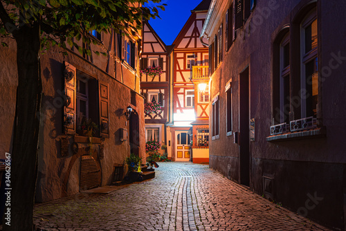 Old town street in Wurzburg, Bavaria, Germany