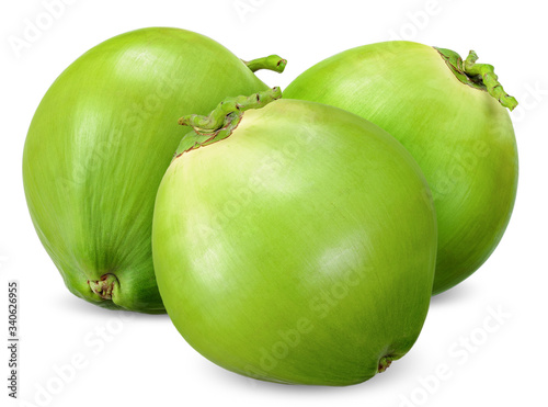Green coconut isolated on white clipping path