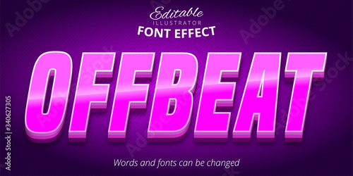 Offbeat text, 3d purple editable text effect