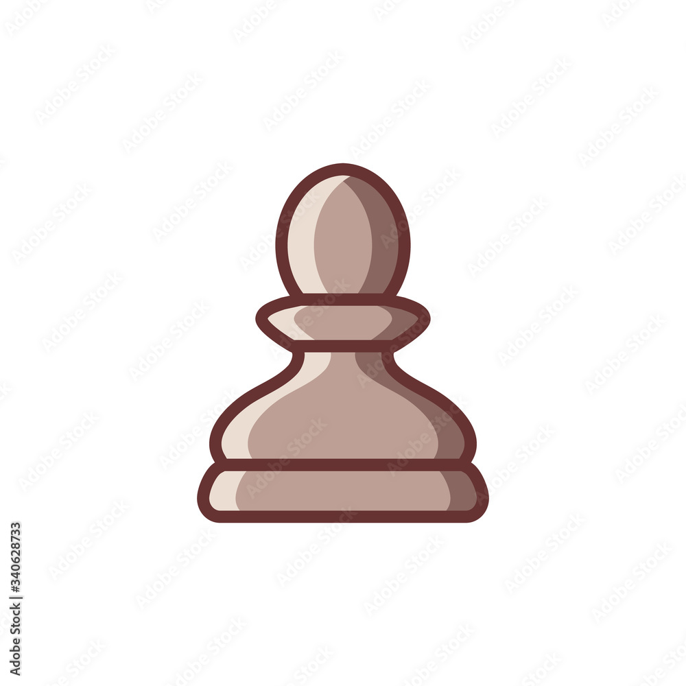 Flat chess Pawn piece icon isolated on white background. Board game. Black silhouette. Vector illustration. Flat chess Pawn piece icon isolated on white background. Board game. Black silhouette. Vector illustration.