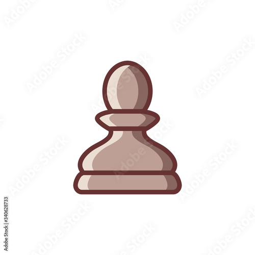 Flat chess Pawn piece icon isolated on white background. Board game. Black silhouette. Vector illustration.