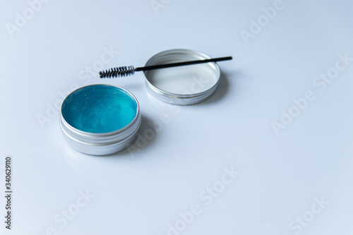 Gel for styling eyebrows. Cosmetic product for the care of eyebrows and eyelashes. The transparent gel