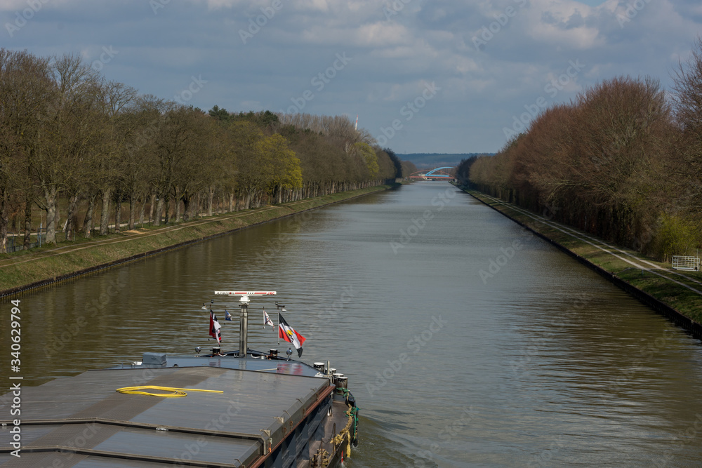 cargo ship in the ems-canal, germany