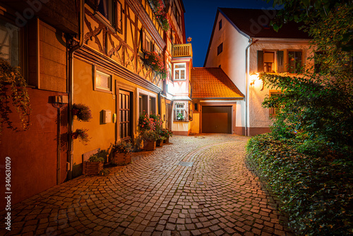 Old town street in Wurzburg  Bavaria  Germany