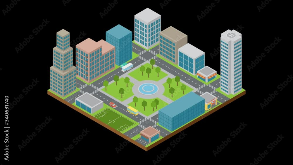 Cartoon city. Flat 3d isometric design. Alpha channel Cartoon city. Flat 3d isometric design. Alpha channel