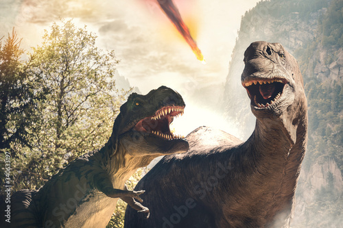 dinosaur before extinction day due to asteroid impact © serpeblu