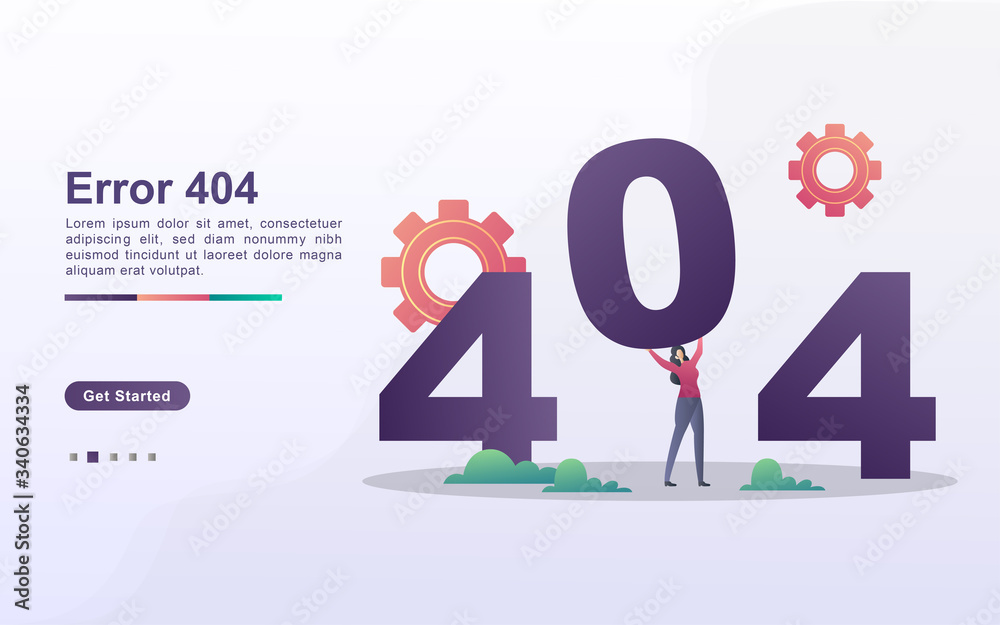 Page Error illustration concept with tiny people. People are arranging numbers, telling the page to be inaccessible.