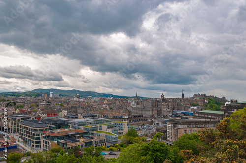 Panorama of Edinburgh in a cloudy day