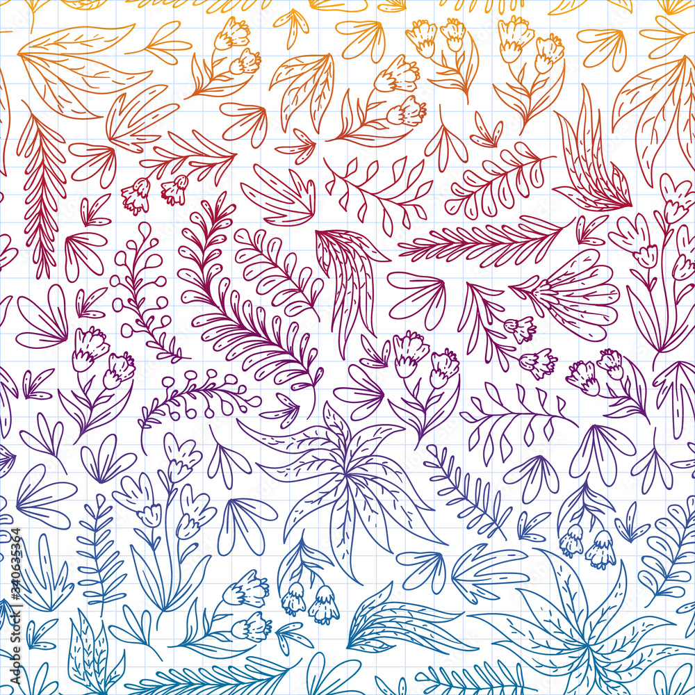 Fototapeta premium Hand vector drawn floral, leaves elements. Pattern for logo, greeting card, wedding design.