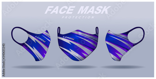 face mask design template, dust protection & breathing medical respiratory.