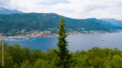 The panorama view of bay of Kotor, Montenegro.